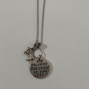 Silver (probably not sterling, just coated) necklace.